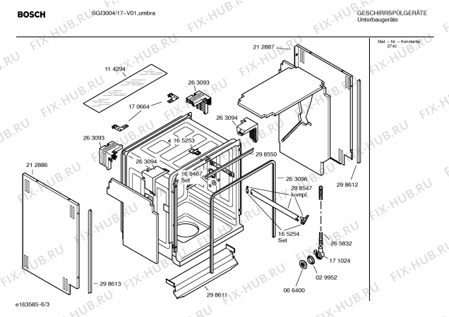 Схема №4 SGI3004 с изображением Передняя панель для посудомойки Bosch 00369557