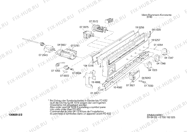 Взрыв-схема плиты (духовки) Bosch 0750192025 EH64EK - Схема узла 02