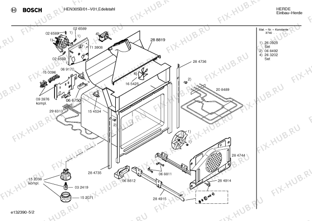 Взрыв-схема плиты (духовки) Bosch HEN305B - Схема узла 02