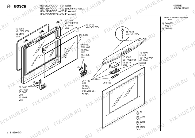 Схема №4 HBN222ACC с изображением Панель для плиты (духовки) Bosch 00287236