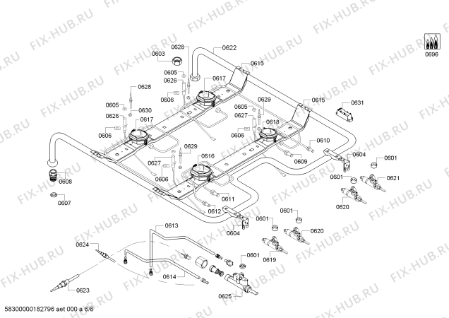 Схема №5 HCE633120R с изображением Переключатель для электропечи Bosch 00626961