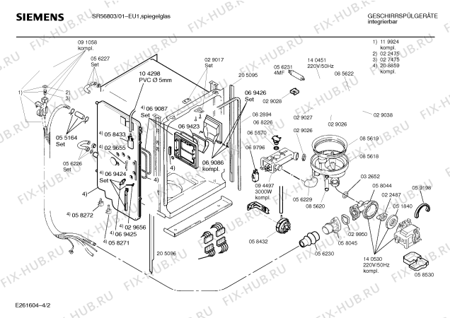 Взрыв-схема посудомоечной машины Siemens SR56803 - Схема узла 02