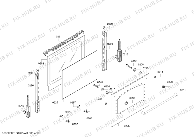 Схема №4 HBA23RN61W H.BO.NP.L2D.IN.GLASS.NOS.N.ME_NOS/ с изображением Ручка двери для плиты (духовки) Bosch 11009623