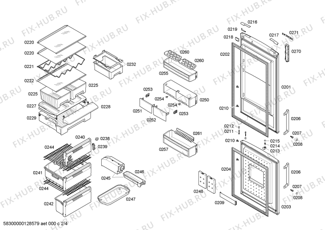 Схема №2 KDN30X00 с изображением Крышка для холодильной камеры Bosch 00604916