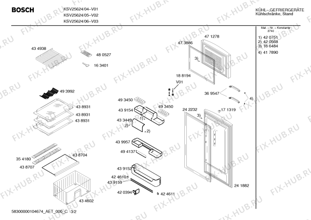 Взрыв-схема холодильника Bosch KSV25624 - Схема узла 02