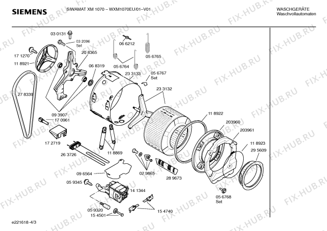 Взрыв-схема стиральной машины Siemens WXM1070EU SIEMENS SIWAMAT XM 1070 - Схема узла 03