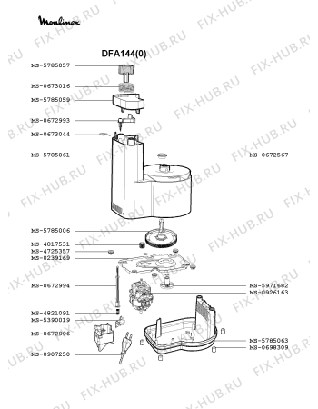 Взрыв-схема кухонного комбайна Moulinex DFA144(0) - Схема узла 2P000608.6P2