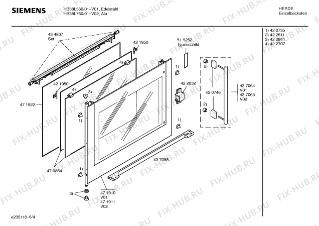 Схема №2 HB38L760 с изображением Фронтальное стекло для плиты (духовки) Siemens 00471911