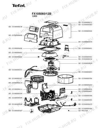 Схема №1 FX105015/12B с изображением Фиксатор для тостера (фритюрницы) Tefal SS-1530000598