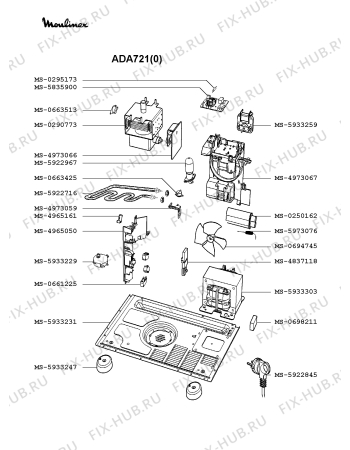 Взрыв-схема микроволновой печи Moulinex ADA721(0) - Схема узла RP002058.3P3