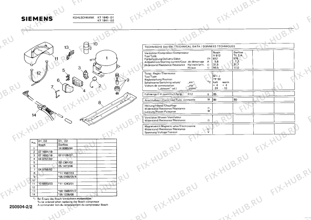 Взрыв-схема холодильника Siemens KT1840 - Схема узла 02