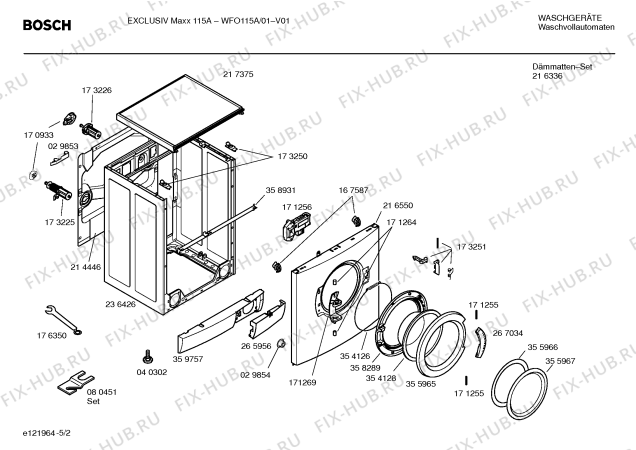 Взрыв-схема стиральной машины Bosch WFO115A EXCLUSIV Maxx 115 A - Схема узла 02