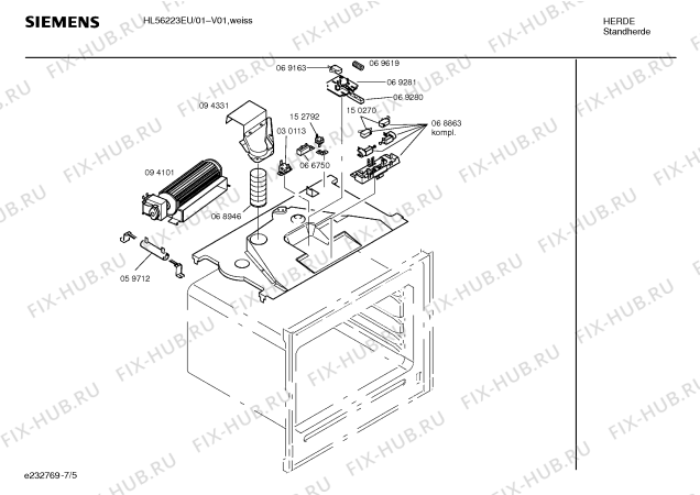 Схема №5 HL56223EU с изображением Стеклокерамика для плиты (духовки) Siemens 00234798