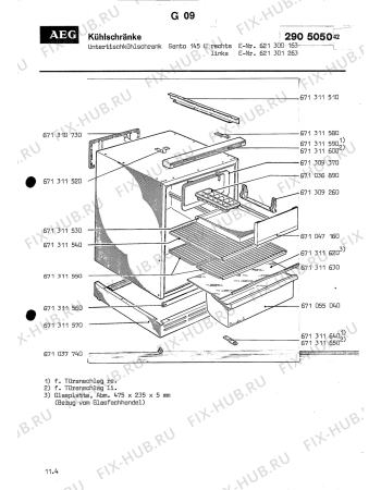 Взрыв-схема холодильника Aeg SANTO 145 U - Схема узла Section1