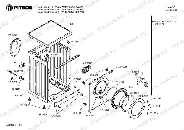 Схема №2 WFDPI80GR VARIO electronic 800 с изображением Вкладыш в панель для стиралки Bosch 00482083