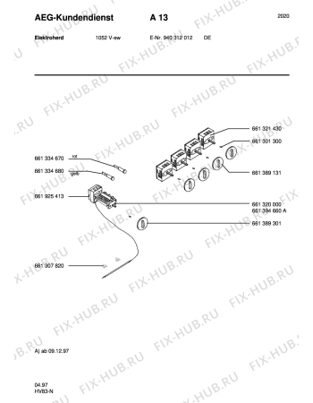 Схема №1 2002V-W с изображением Переключатель для электропечи Aeg 8996613893016