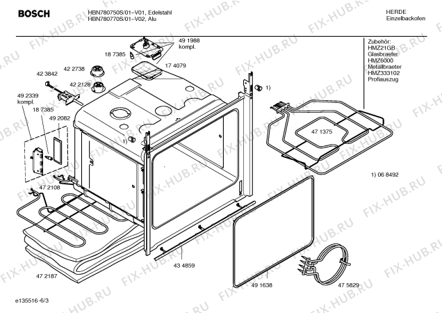 Взрыв-схема плиты (духовки) Bosch HBN780770S - Схема узла 03
