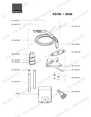Схема №1 RS782 с изображением Щетка (насадка) для пылесоса Rowenta RS-RT0001