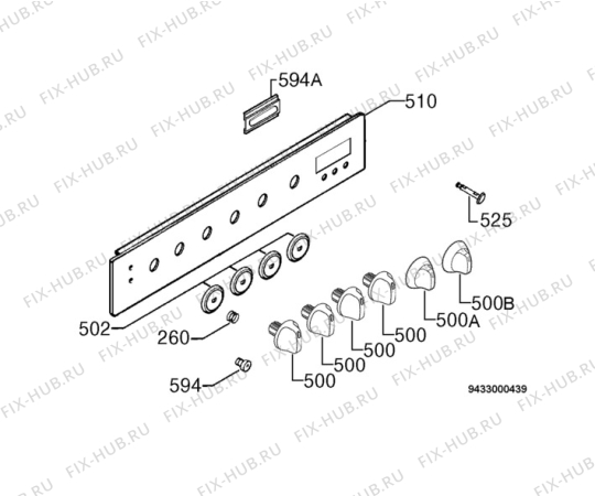 Взрыв-схема плиты (духовки) Electrolux EKK60330 - Схема узла Command panel 037