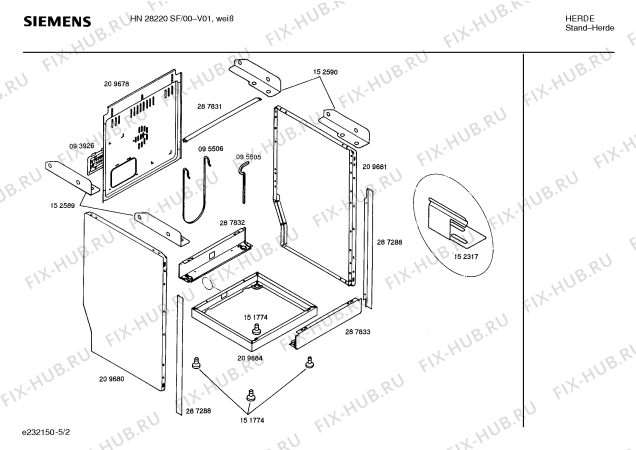 Взрыв-схема плиты (духовки) Siemens HN28220SF - Схема узла 02