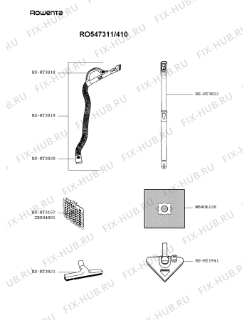 Взрыв-схема пылесоса Rowenta RO547311/410 - Схема узла IP004678.2P2