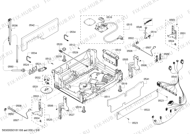 Взрыв-схема посудомоечной машины Bosch SHP65TL6UC SilencePlus 44 dBA - Схема узла 05