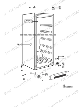 Взрыв-схема холодильника Electrolux EUF28203W - Схема узла C10 Cabinet
