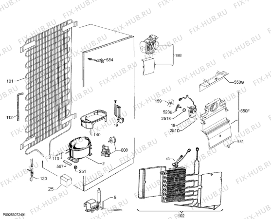 Взрыв-схема холодильника Aeg SCS8181ETS - Схема узла Cooling system 017