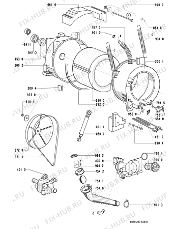 Взрыв-схема стиральной машины Whirlpool AWM 292/3 - Схема узла