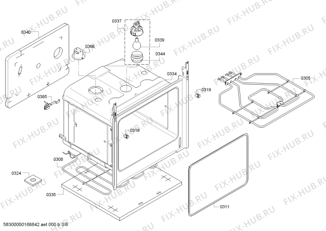 Взрыв-схема плиты (духовки) Bosch HBA11B151V - Схема узла 03