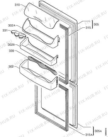 Взрыв-схема холодильника Zanussi ZK26/10R - Схема узла Door 003