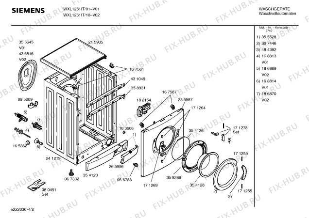Схема №2 WXL1251IT SIWAMAT XL 1251 Plus с изображением Таблица программ для стиральной машины Siemens 00583897