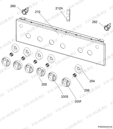 Взрыв-схема плиты (духовки) Zanussi ZCG664GW - Схема узла Command panel 037