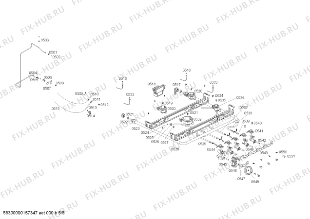 Взрыв-схема плиты (духовки) Bosch HSG16K31SC COCINA BOSCH PRO601 BL L60 220V/50-60Hz - Схема узла 05