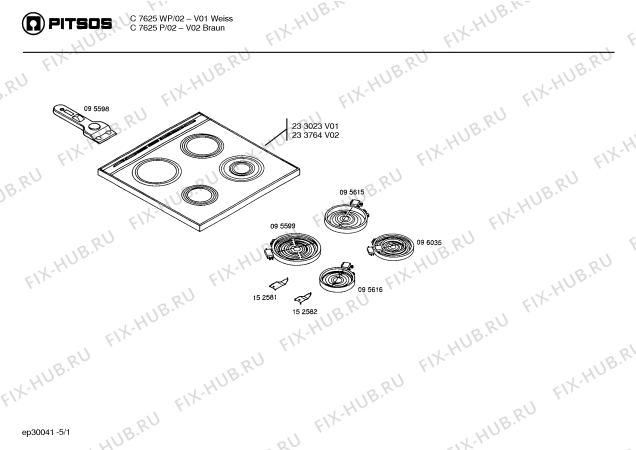 Схема №1 C7605P с изображением Стеклокерамика для духового шкафа Bosch 00233764