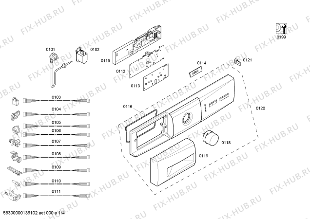 Схема №4 3TS72121A с изображением Панель управления для стиралки Bosch 00667188