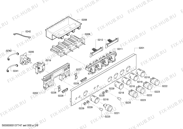 Схема №2 E96E63B0MK с изображением Панель управления для плиты (духовки) Bosch 00671353
