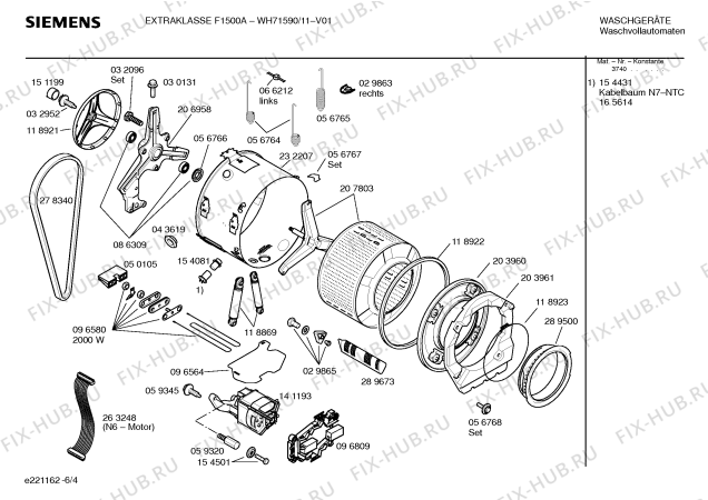 Взрыв-схема стиральной машины Siemens WH71590 EXTRAKLASSE F1500A - Схема узла 04