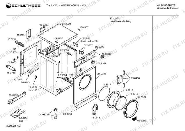 Взрыв-схема стиральной машины Schulthess WM5SH04CH, Trophy WL - Схема узла 02