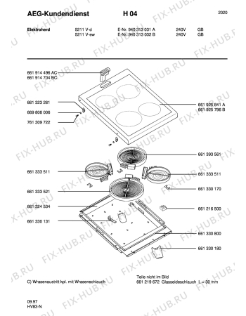 Взрыв-схема плиты (духовки) Aeg 5211V-D GB - Схема узла Section1