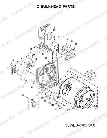 Схема №3 MLE24PDAGW с изображением Шуруп для сушилки Whirlpool 482000095815