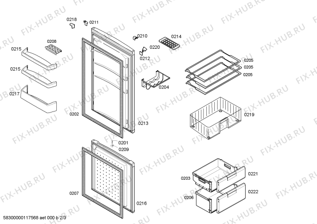 Схема №2 KGV26V00 с изображением Дверь для холодильника Bosch 00244540