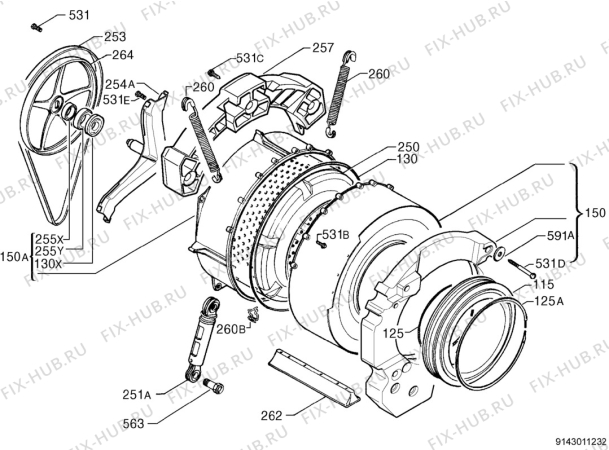 Взрыв-схема стиральной машины Zanussi F1232 - Схема узла Functional parts 267