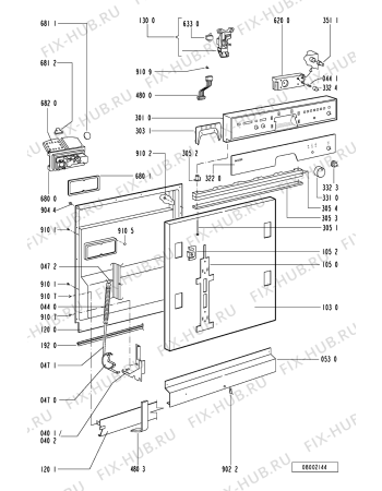 Схема №2 ADL 938 WH с изображением Панель для посудомоечной машины Whirlpool 481245371139