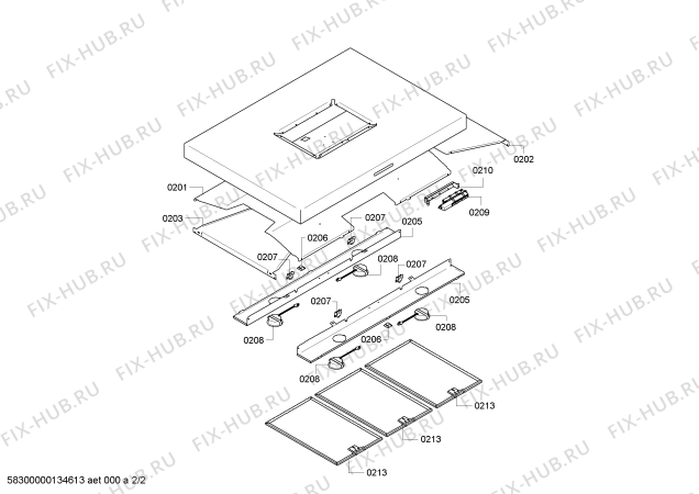 Взрыв-схема вытяжки Bosch DIB096850B - Схема узла 02