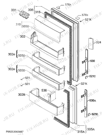 Взрыв-схема холодильника Electrolux EN3854MOX - Схема узла Door 003