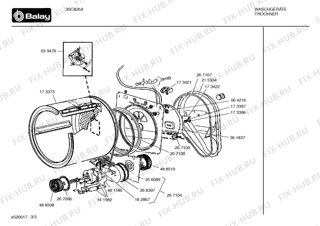 Схема №3 3SC826A с изображением Крыльчатка для электросушки Bosch 00488510