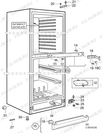 Взрыв-схема холодильника Electrolux AR7919B - Схема узла C10 Cabinet