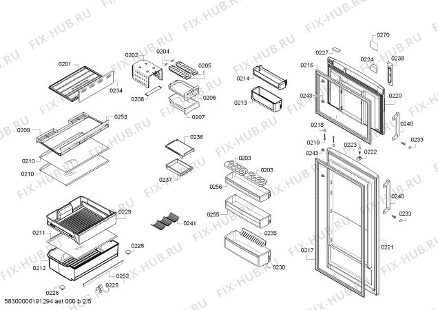 Схема №2 KDN42AL10N с изображением Выдвижной ящик для холодильной камеры Bosch 00650839