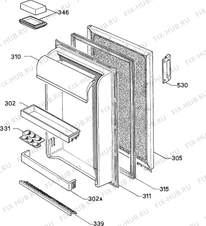 Взрыв-схема холодильника Zanussi DR60L - Схема узла Door 003